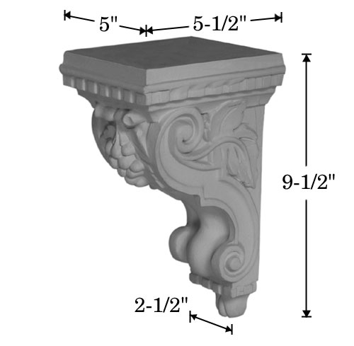 Cast Stone Bracket Photo with dimensions BR 140