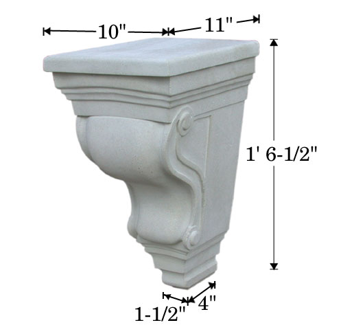 Cast Stone Bracket Photo with dimensions BR 365